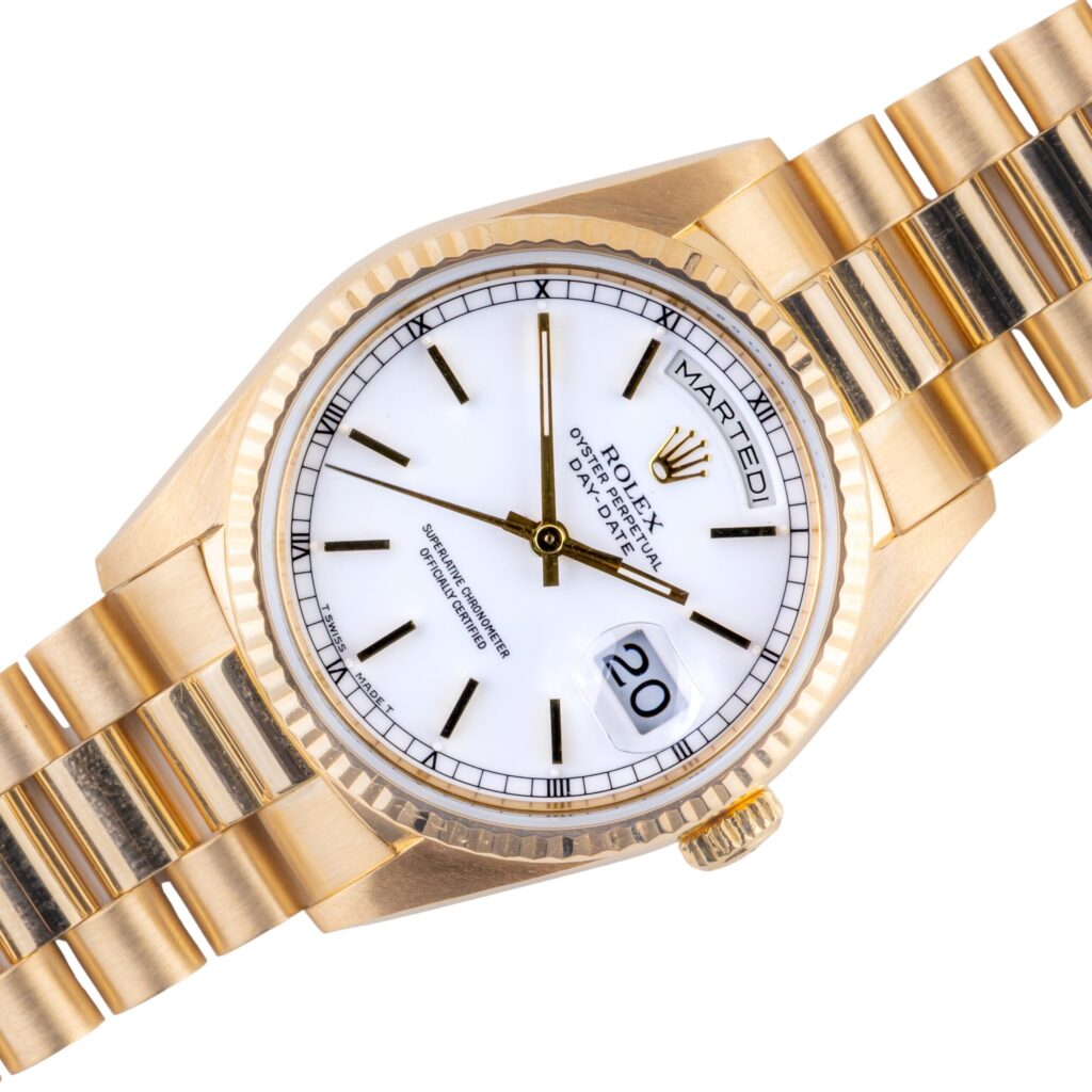 Rolex Day-Date White 18238 1990 (Vollständiger Satz)